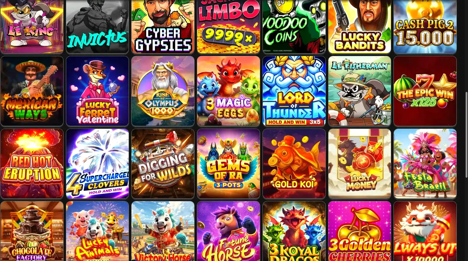 Интерфейс игрового зала казино Хотскинс